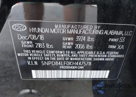 2019 Hyundai Elantra Value Edition from USA, damaged, VIN 5NPD84LF0KH447578